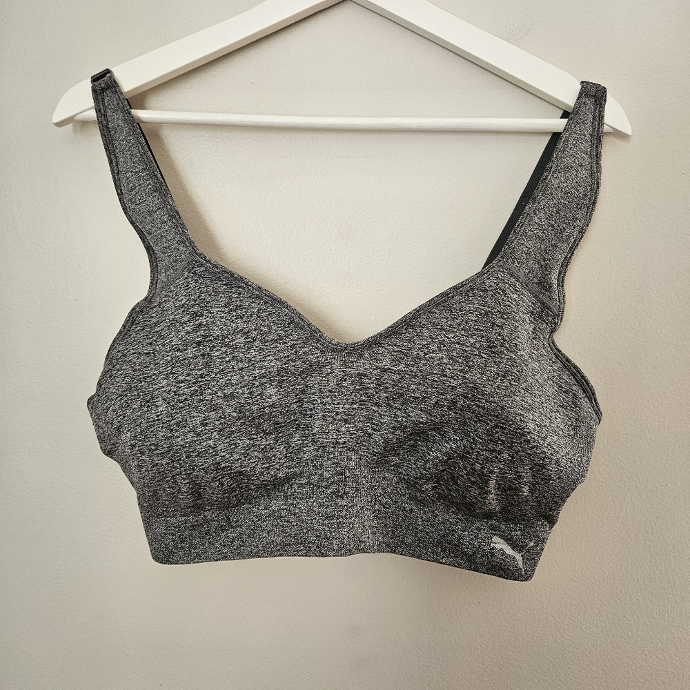 Puma Sports Bra Gray Women's XL Neutral Athletic Athleisure Padded Neutral